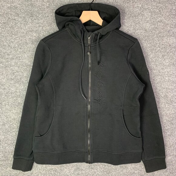 Harley Davidson Jacket Hoodie Women's Large Full Zip Puff Imprinted Sweatshirt - Picture 1 of 9
